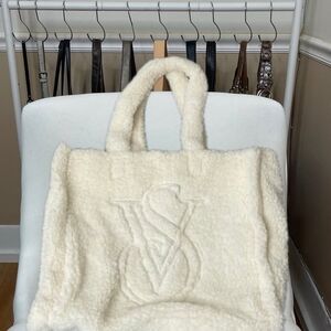 Victoria’s Secret Snowy White Faux Fur Plush Tote Bag